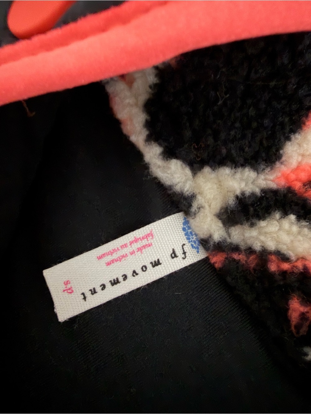 Free People Floral Sherpa Fleece Jacket in Cream, Black & Coral - Picture 4 of 4